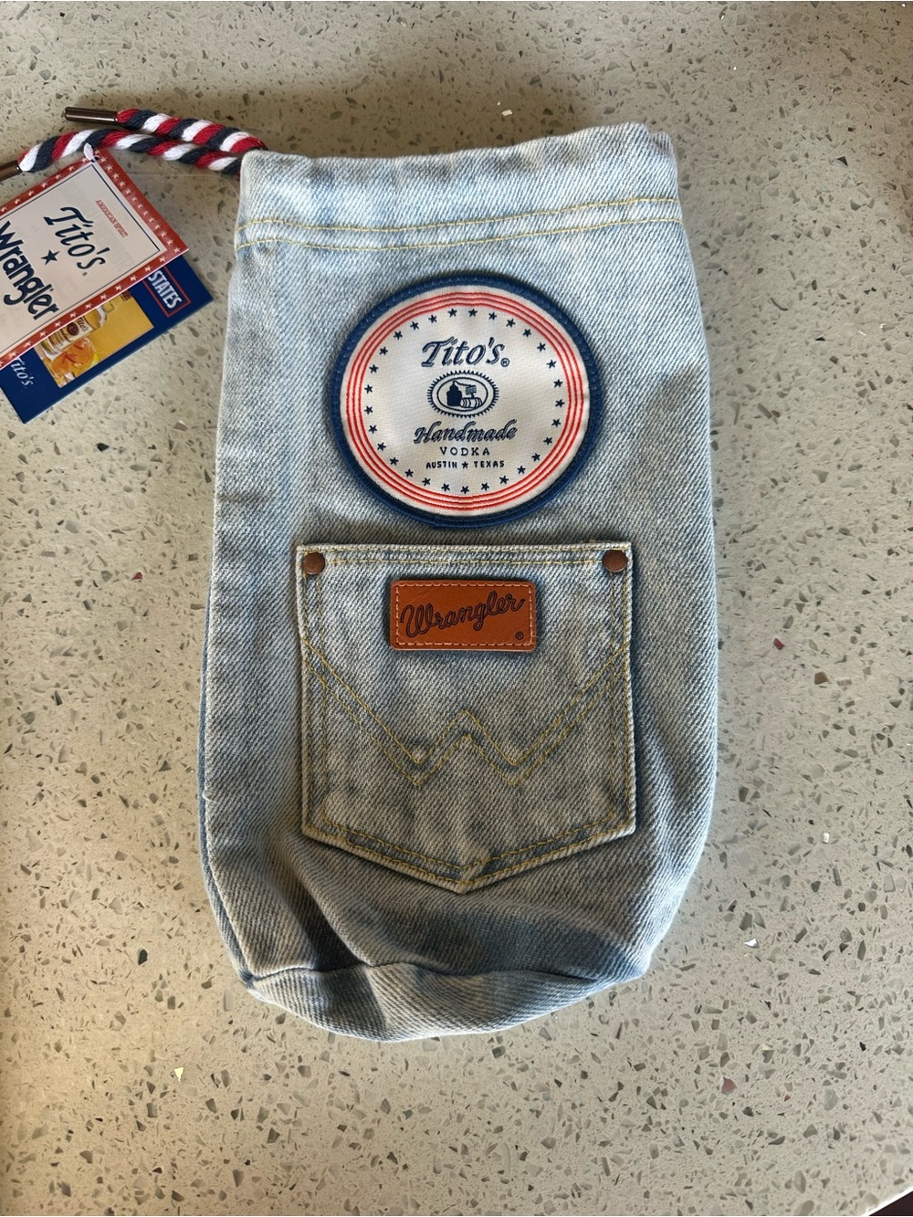 Wrangler Light Blue Denim Bottle Pouch with Tito's Patch EXTREMELY RARE!!!